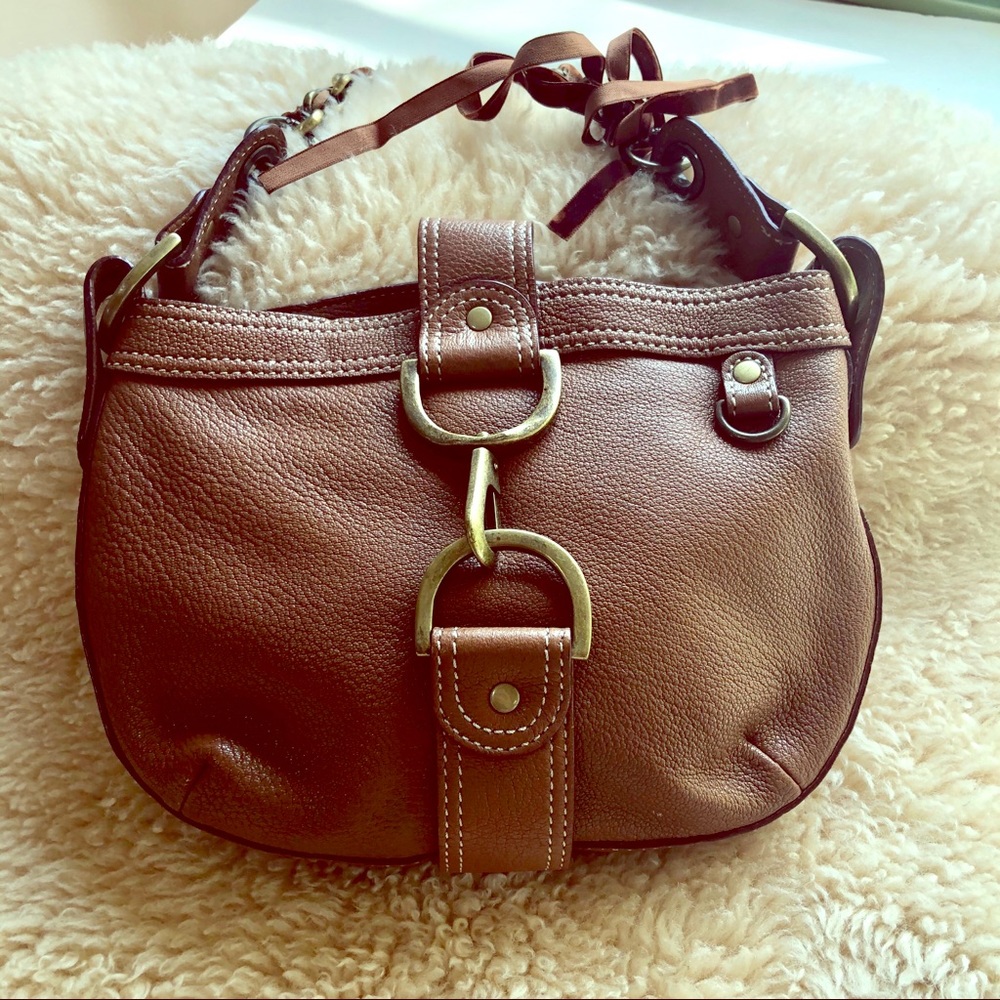 J. Crew Leather Small Satchel Brass Shoulder Chain